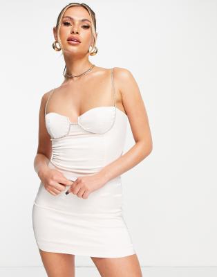 Femme Luxe diamonte strap fitted mini dress  - ASOS Price Checker