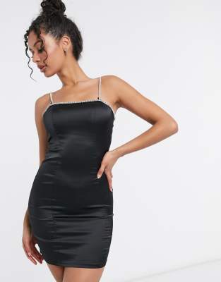 black diamante strap dress