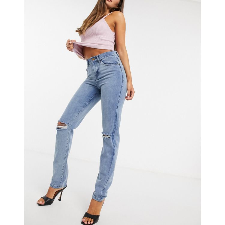 Asos Jameson High Waist Denim Jeggings In Distressed Light Wash Blue With  Ripped Knees Pale Blue, $60, Asos