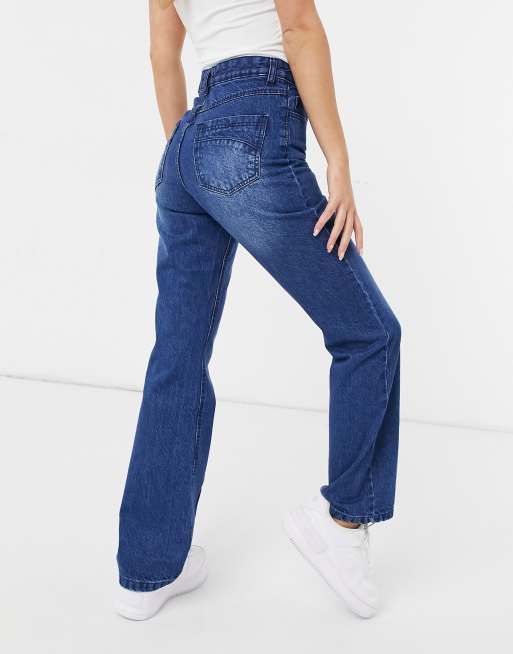 Femme Luxe high waist slim flares in blue ASOS