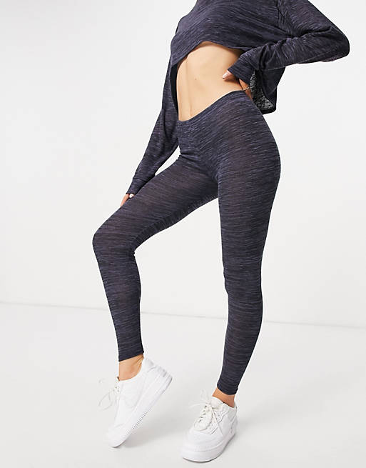 Femme Luxe kitted oversized crop top and legging co ord in navy