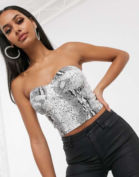 Femme Luxe – Kurzes Korsettoberteil mit Schlangenmuster