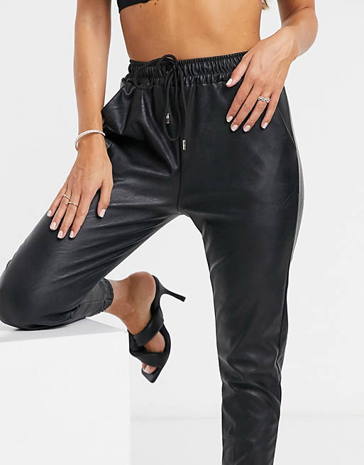 Torrent mammal Ferie Femme Luxe leather-look jogger in black | ASOS