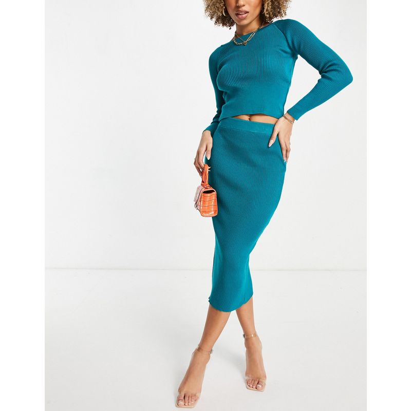 Donna Coordinati Femme Luxe - Longuette in maglia blu in coordinato
