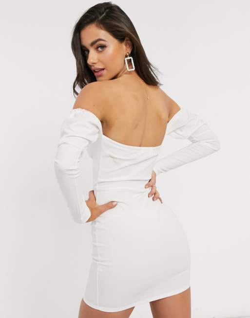 White off shoulder puff sleeve online dress