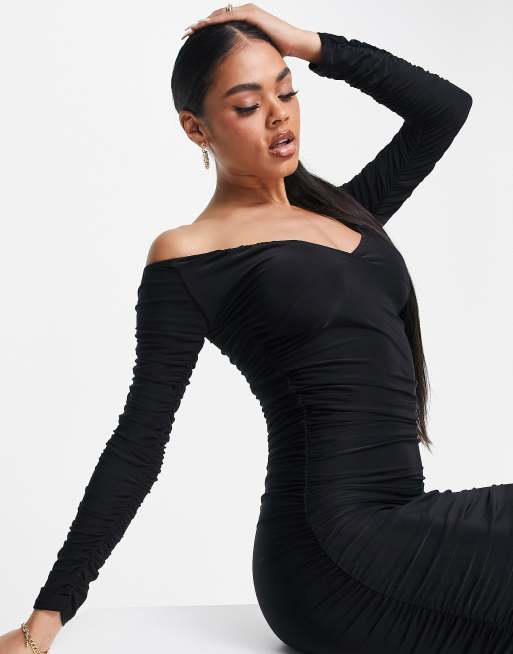 Black tight dress store off the shoulder