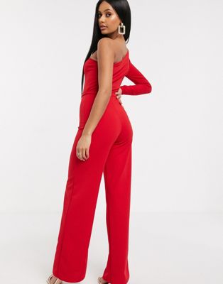 femme luxe red jumpsuit