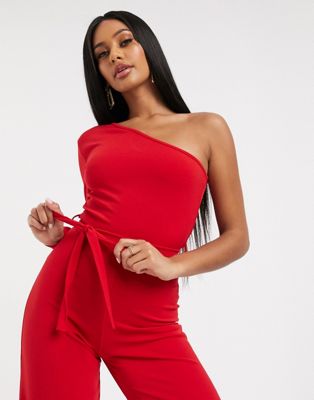 femme luxe red jumpsuit