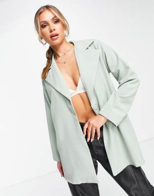 Femme Luxe - Oversized dad-blazer i salviegrøn