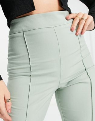 Pantalons et leggings Femme Luxe - Pantalon évasé d'ensemble - Sauge