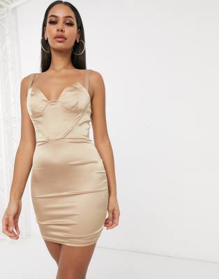 champagne color bodycon dress