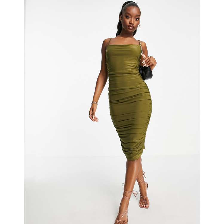 Army green bodycon hot sale dress