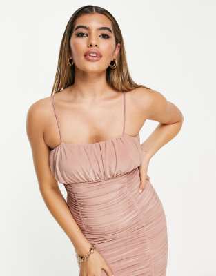 ruched strappy mini dress