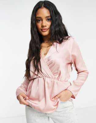 blush pink satin blouse