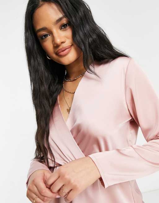 Blush pink store satin blouse