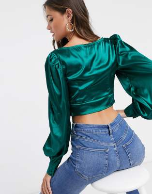 emerald satin top