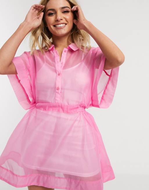 Pink mesh tshirt on sale dress