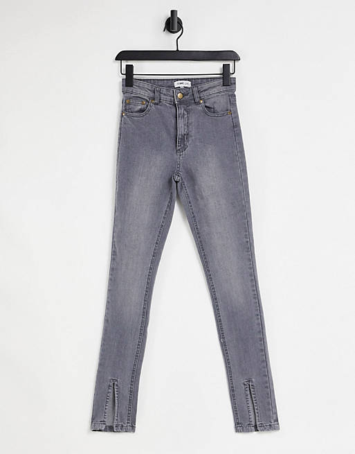 Femme Luxe split front jean in washed grey
