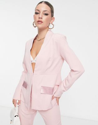 Femme Luxe tailored blazer co ord in light pink