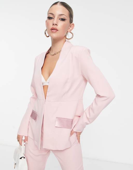 Roadster Women Pink Solid Boxy Tailored Jacket