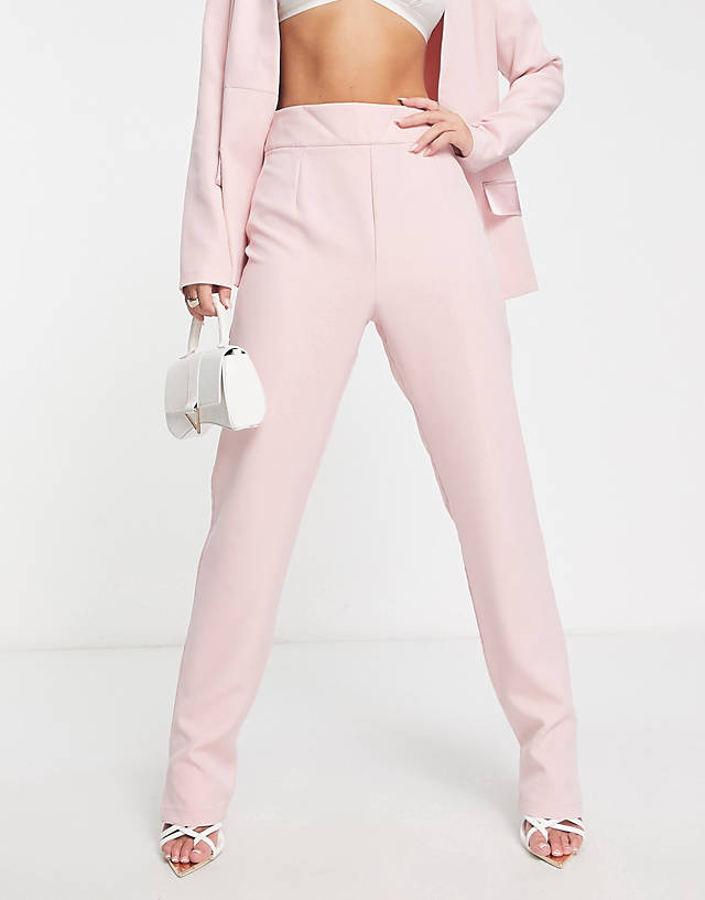 Femme Luxe - tailored trousers co ord in light pink