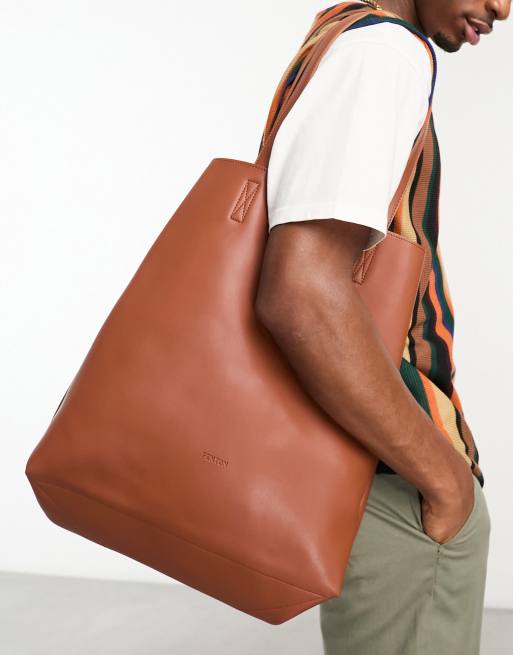 Fenton - Borsa shopping minimal color cuoio