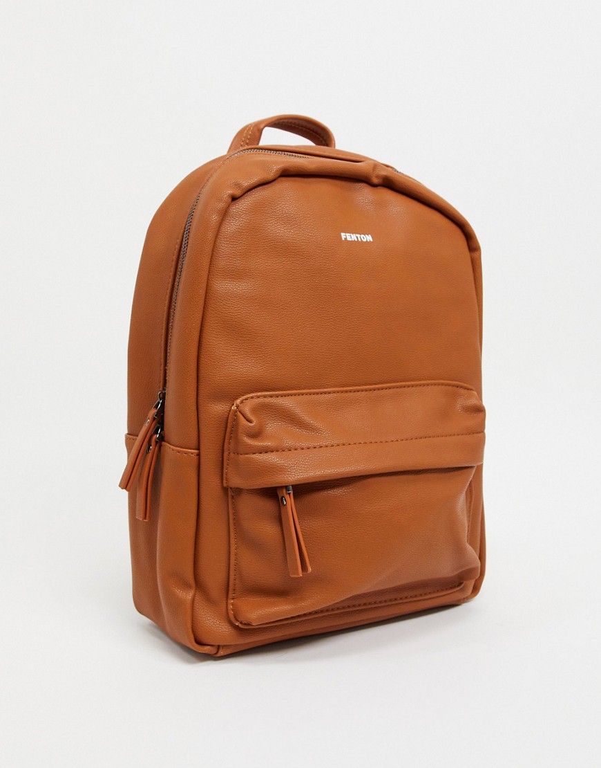 Fenton – Brun ryggsäck med fack framtill-Ljusbrun