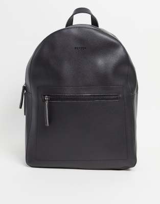 Black Leather-Look Backpack