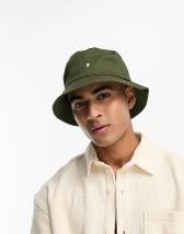 ASOS DESIGN wide brim bucket hat in stone linen