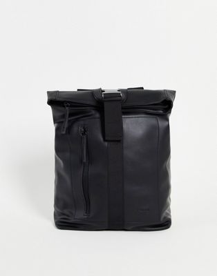 Fenton roll top backpack in black
