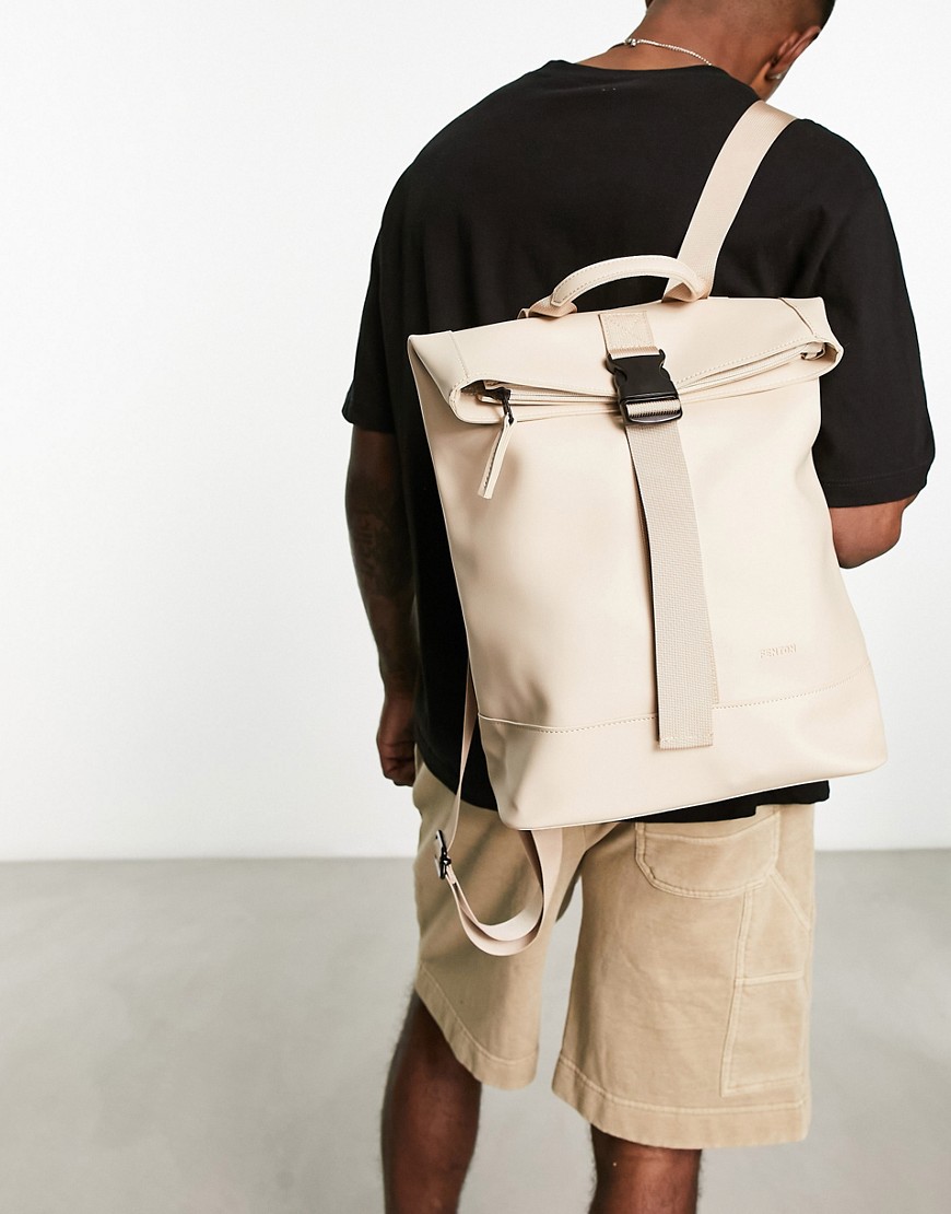 Fenton roll top backpack in sand-Neutral