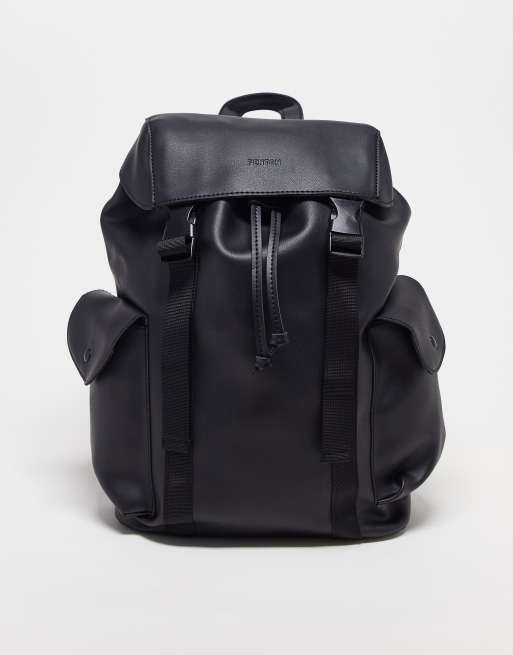 Fenton two pocket backpack in black ASOS