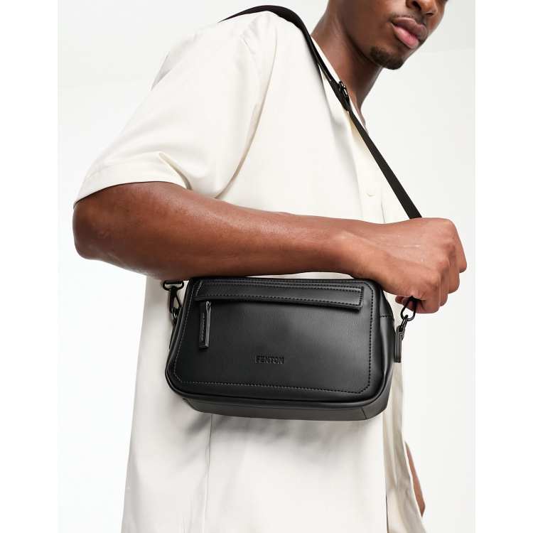 Fenton zip pocket cross body bag in black | ASOS