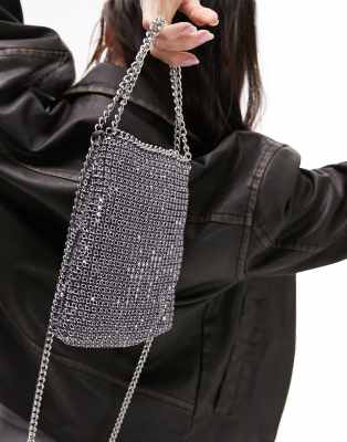 Topshop Fern diamante crossbody bag in purple