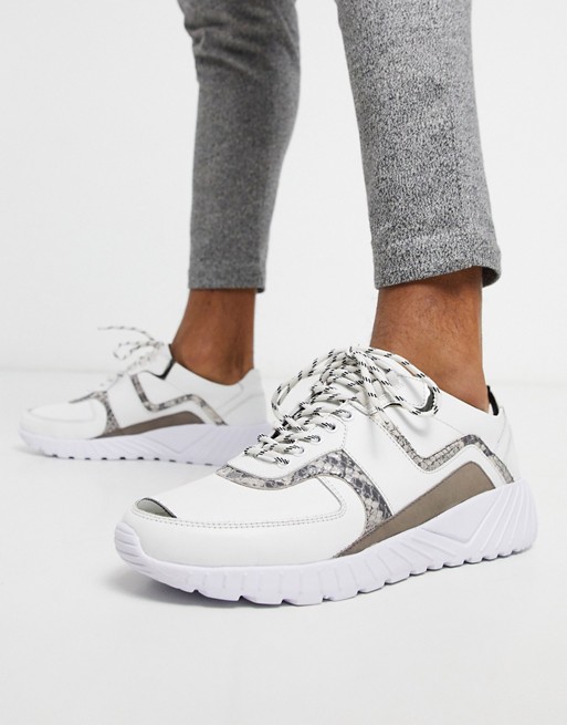 Feud London chunky trainer in white & grey