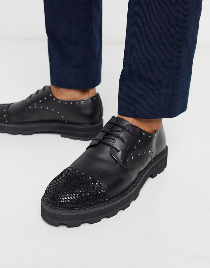 Feud - London - Leren schoenen met studs in zwart