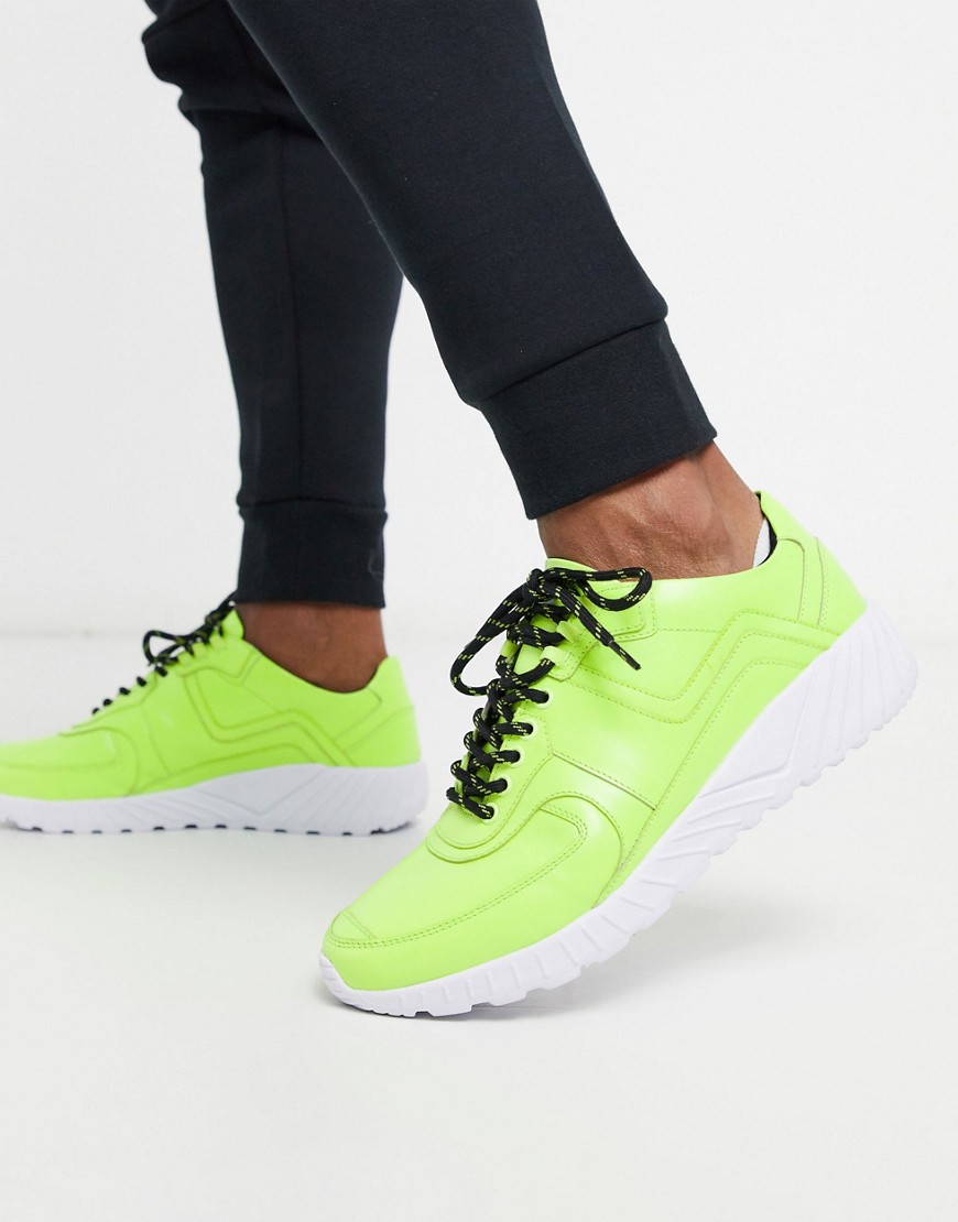 Feud – London – Neongröna sneakers med grov sula