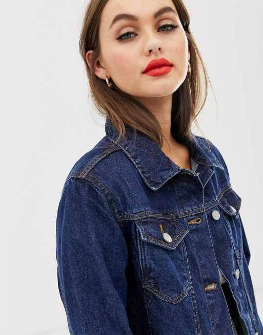 Fielding longline denimjakke i mørk vask fra Brave Soul, 3 af 4