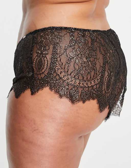 Figleaves Curve - Adore - Culotte taille haute en dentelle - Noir et doré, 2 de 4
