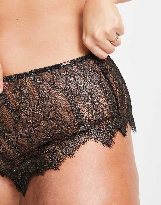 Figleaves Curve - Adore - Culotte taille haute en dentelle - Noir et doré, 3 de 4