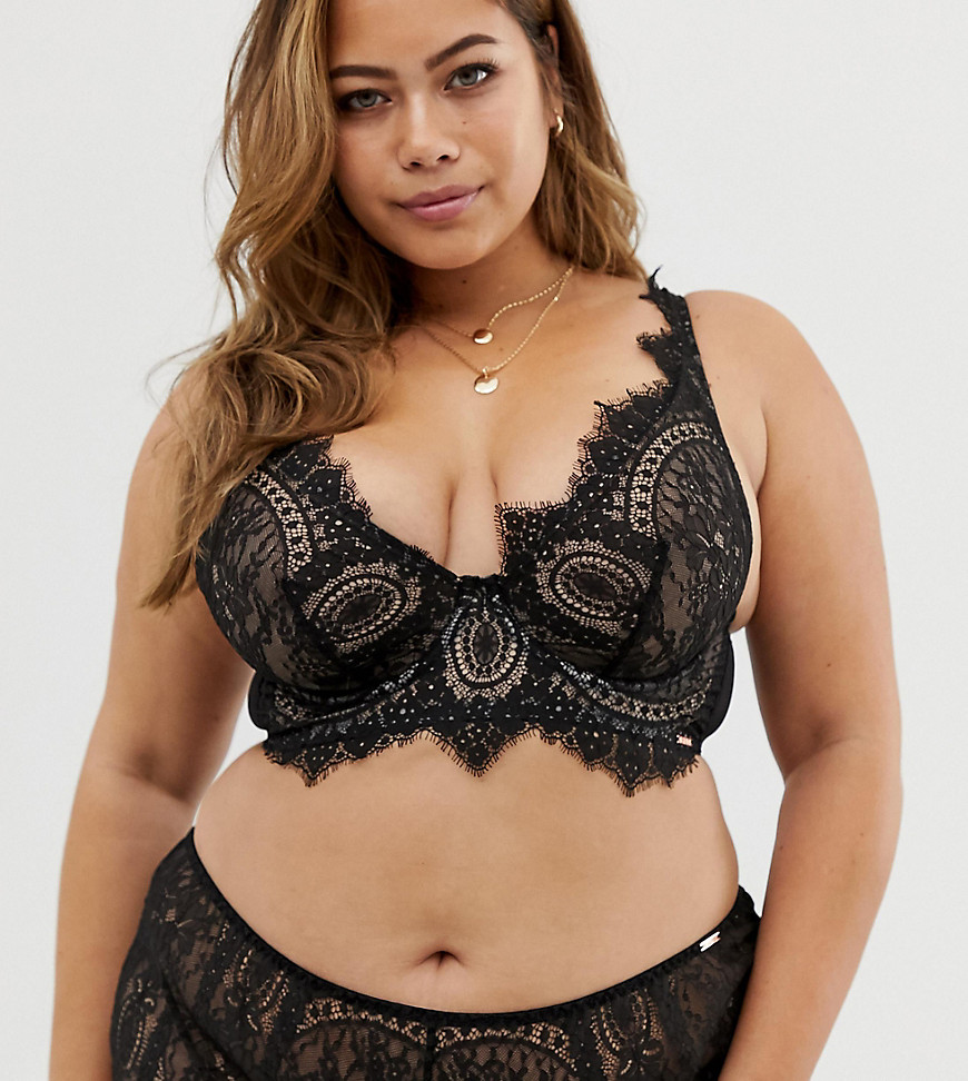 Figleaves Curve Adore lace bra with high apex in black