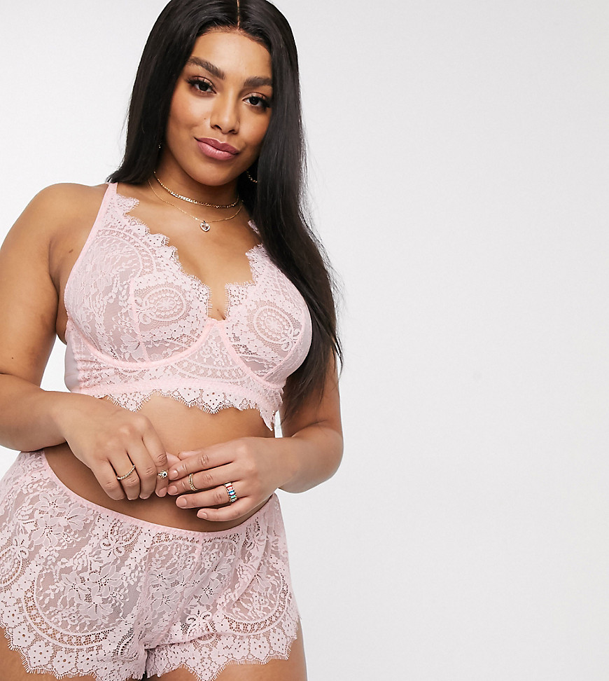 Figleaves Curve Adore lace bra with high apex in pink