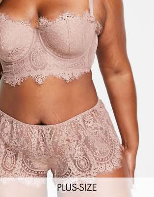 Figleaves Curve Adore lace french brief in mink