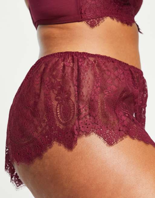 Figleaves Curve – Adore – Röda spetstrosor i fransk stil med hög midja, 3 av 4