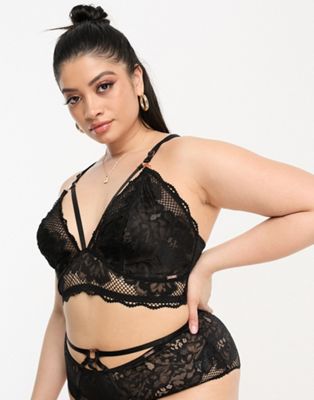 Figleaves Curve Amore lace and fishnet detail bralette with lace