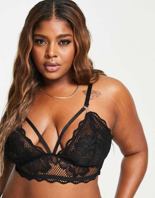 Plus Size Floral Lace Racerback Bralette 