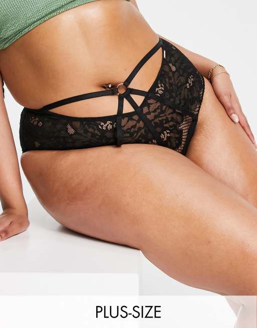 Figleaves Curve Amore lace and fishnet high waist underwear in black -  ShopStyle Panties