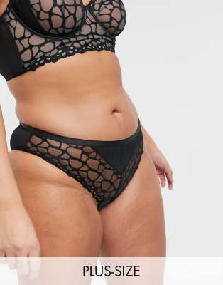 Figleaves Curve Animal embroidery underwear in black