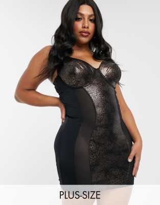 Figleaves Curve Temptation animal print slip dress-Multi Multi