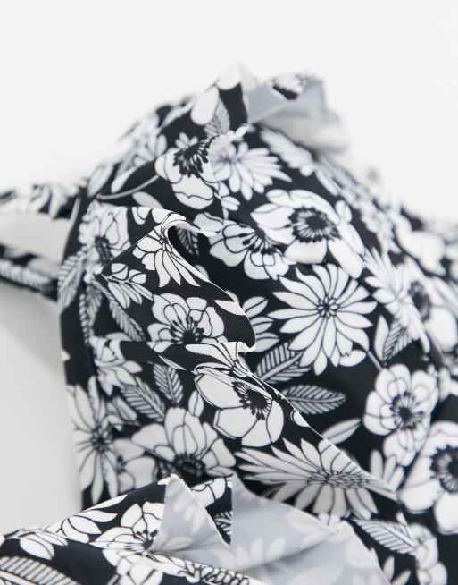 Figleaves – Florence – Fylligare byst – Svartvit blommig bandeau-baddräkt, 3 av 4